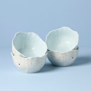 Light Blue Floral Dessert Bowls, Set of 4